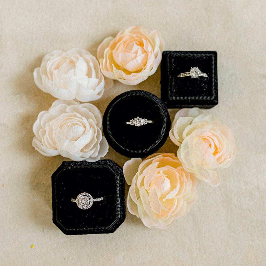 Black Hexagon Velvet Ring Box