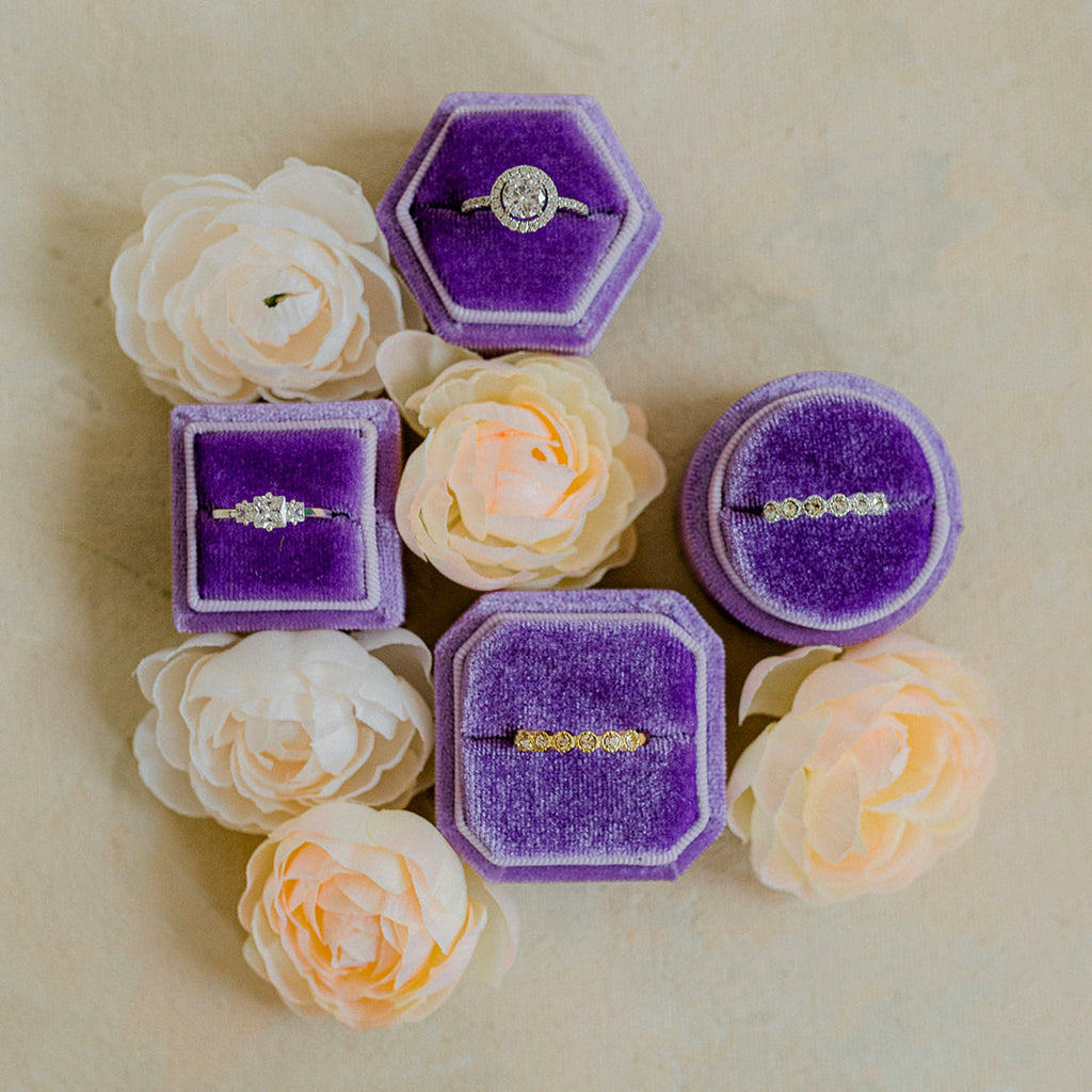 Purple Square Velvet Ring Box