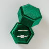 Emerald Green Two Slot Hexagon Velvet Ring Box