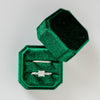 Emerald Green Two Slot Square Octagon Velvet Ring Box