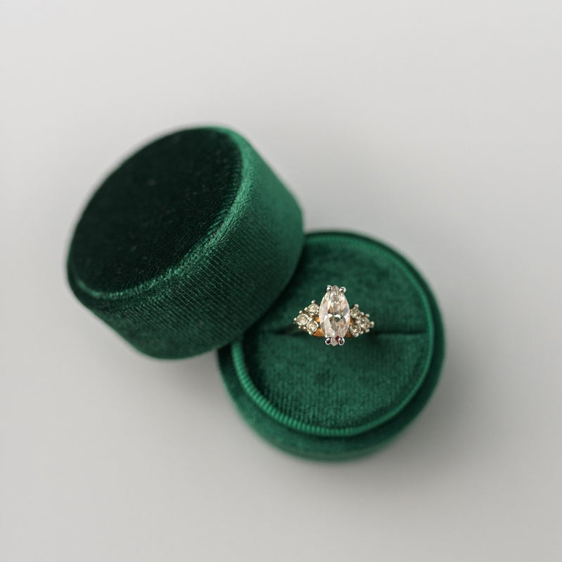 Emerald Green Round Velvet Ring Box