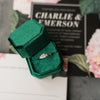 Emerald Green Square Octagon Velvet Ring Box