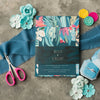 Pink Styling Scissors Styled wit Teal Blue Silk Chiffon Ribbon and Sky Blue Ring Box