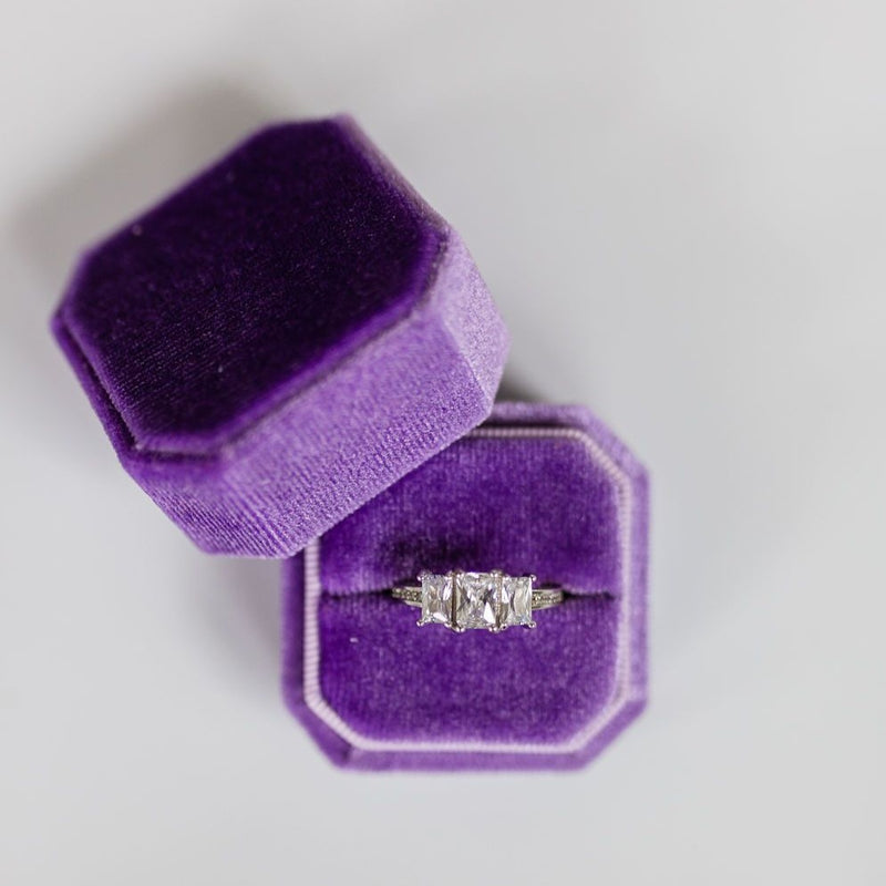 Purple Square Octagon Velvet Ring Box