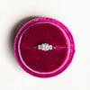 Silver Three Stone Styling Ring and Pink Ring Box